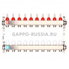 Коллектор регулируемый с расходомерами Gappo G424.10 10-вых. x1"x3/4"