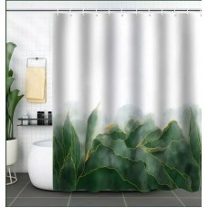 Шторка для ванной с утяж."Зеленый Мрамор" (арт. YT-Marble 40) 180х200 с кольцами