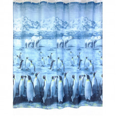 Шторка для ванной "Пингвины и медведи" (арт.ZJ110 Polar) 180х200 без колец