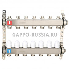 Коллектор регулируемый с запорными клапанами Gappo G428.7 7-вых.x1"x3/4"