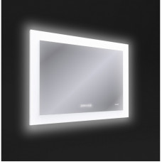 Зеркало LED 060 design pro 80x60 с подсветкой часы с антизапотеванием прямоуголь