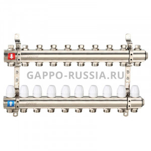 Коллектор регулируемый с запорными клапанами Gappo G427.10 10-вых.x1