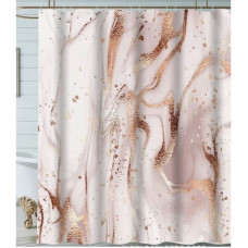 Шторка для ванной с утяж."Розовый Мрамор" (арт. YT-Marble 43) 180х200 с кольцами