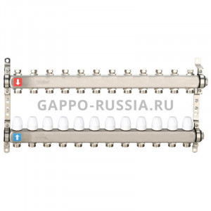 Коллектор регулируемый с запорными клапанами Gappo G428.12 12-вых.x1
