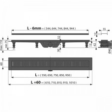 Водоотвод желоб с порогами для перфор решетки, чер-мат,арт.AG101101750 (аналог APZ10BLACK-750M)